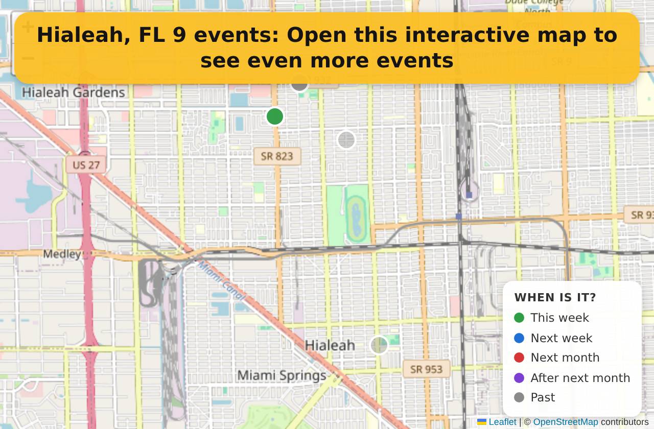 Map of events in Hialeah, FL on the interactive EVENTULIST map