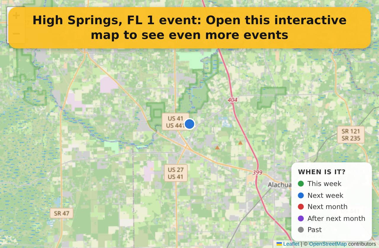 Map of events in High Springs, FL on the interactive EVENTULIST map