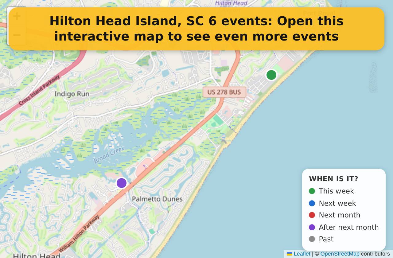 Map of events in Hilton Head Island, SC on the interactive EVENTULIST map