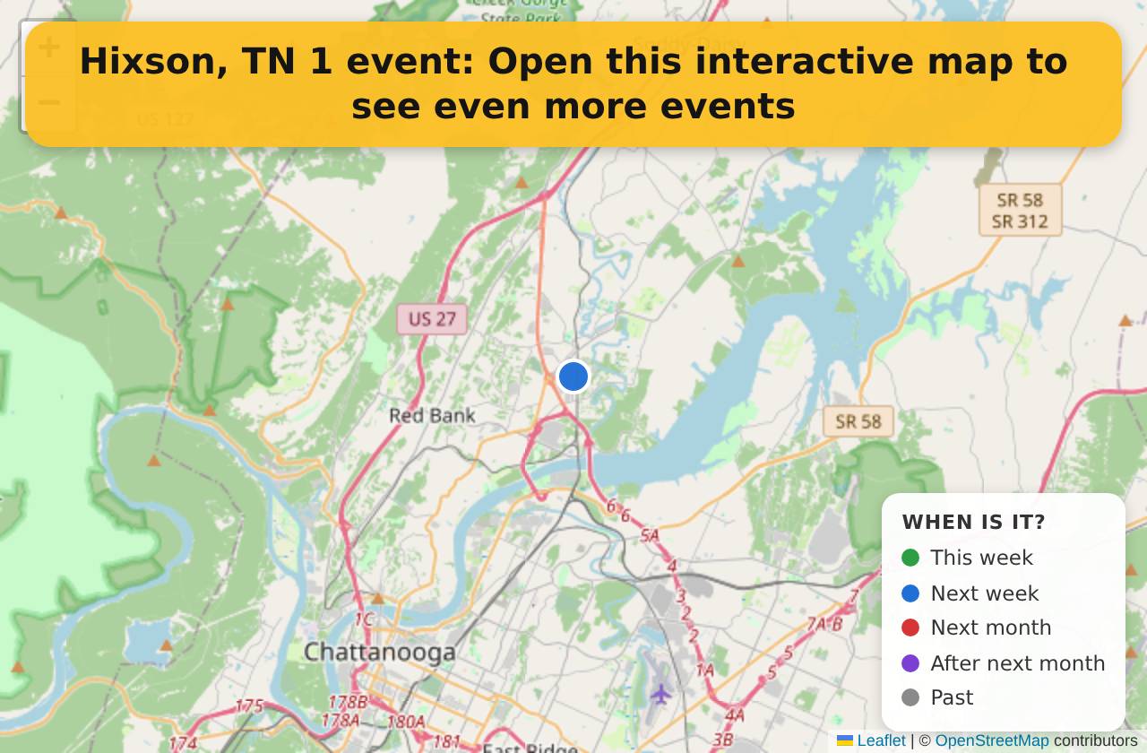 Map of events in Hixson, TN on the interactive EVENTULIST map