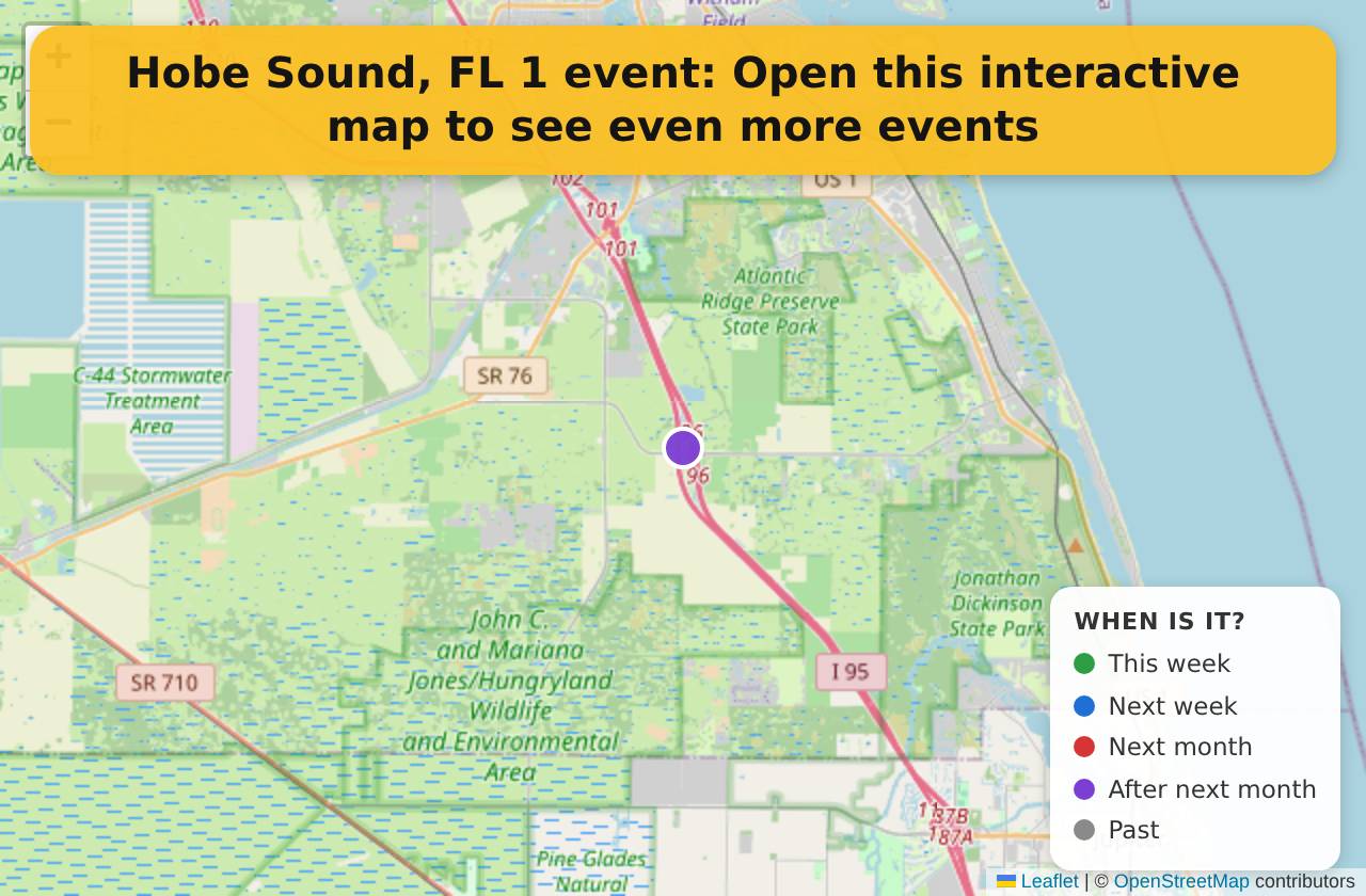 Map of events in Hobe Sound, FL on the interactive EVENTULIST map