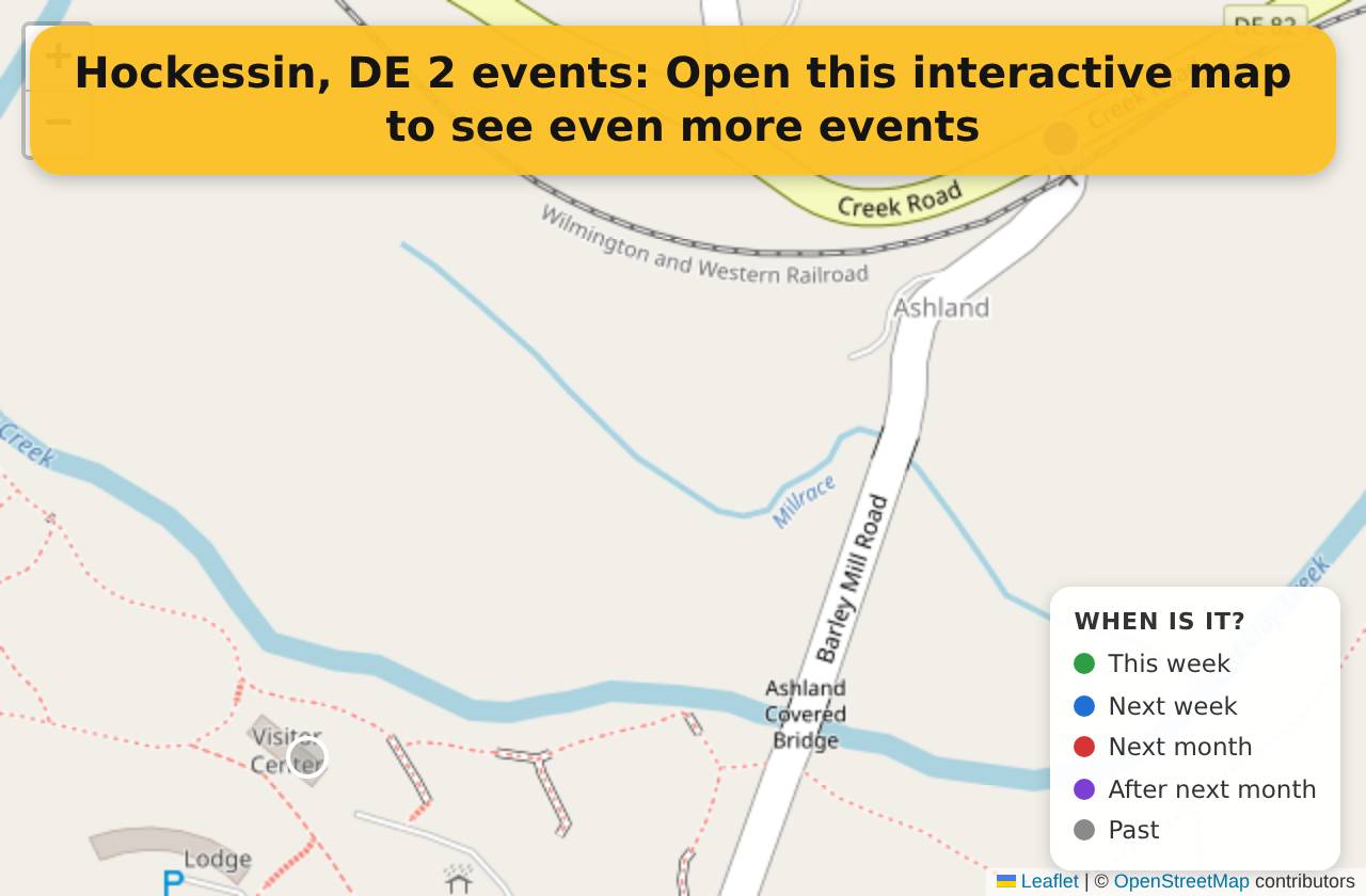 Map of events in Hockessin, DE on the interactive EVENTULIST map