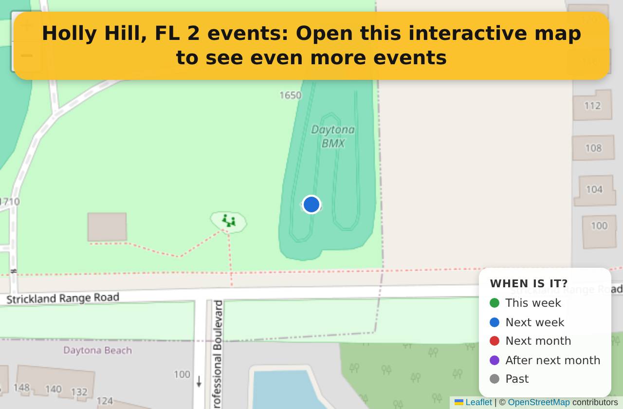 Map of events in Holly Hill, FL on the interactive EVENTULIST map