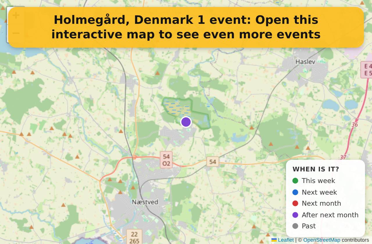 Map of events in Holmegård, Denmark on the interactive EVENTULIST map