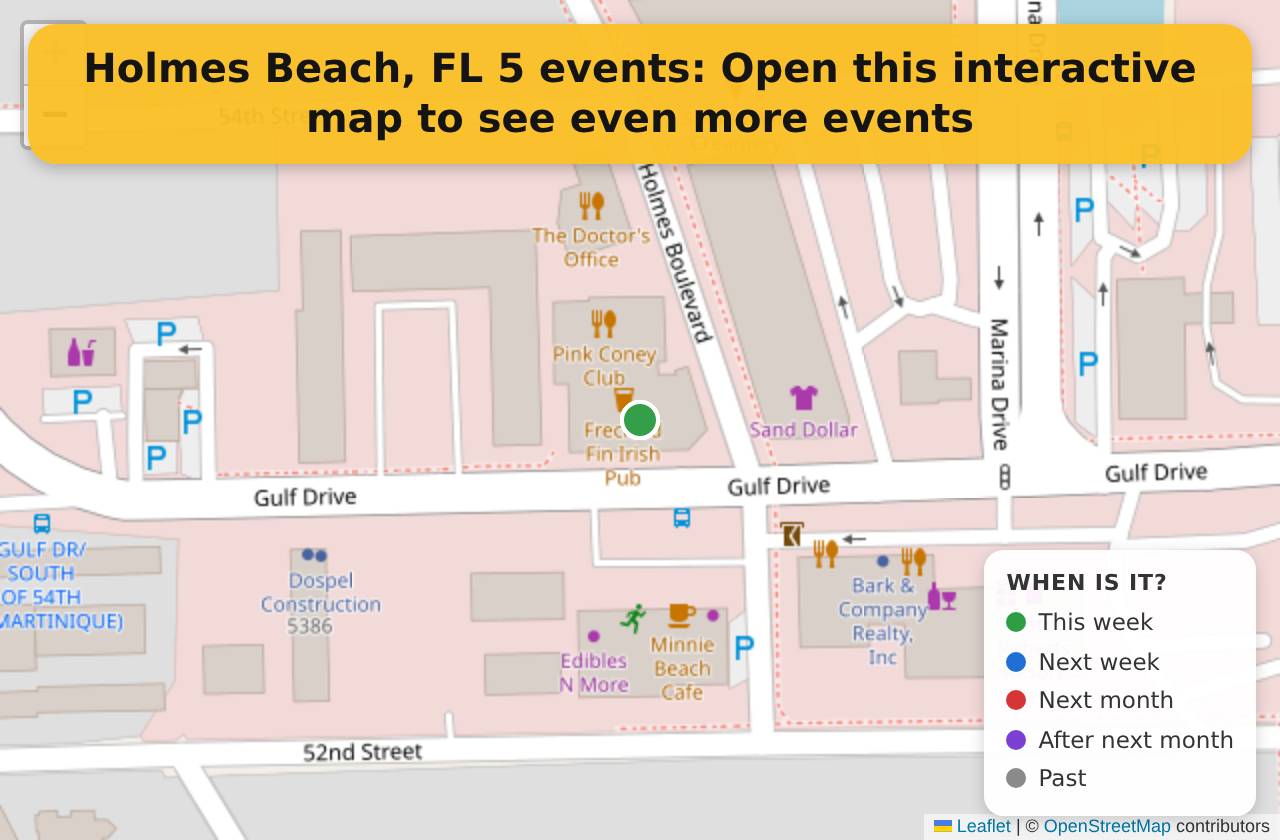 Map of events in Holmes Beach, FL on the interactive EVENTULIST map