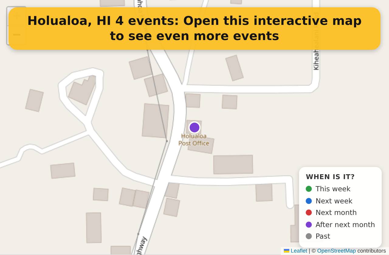 Map of events in Holualoa, HI on the interactive EVENTULIST map