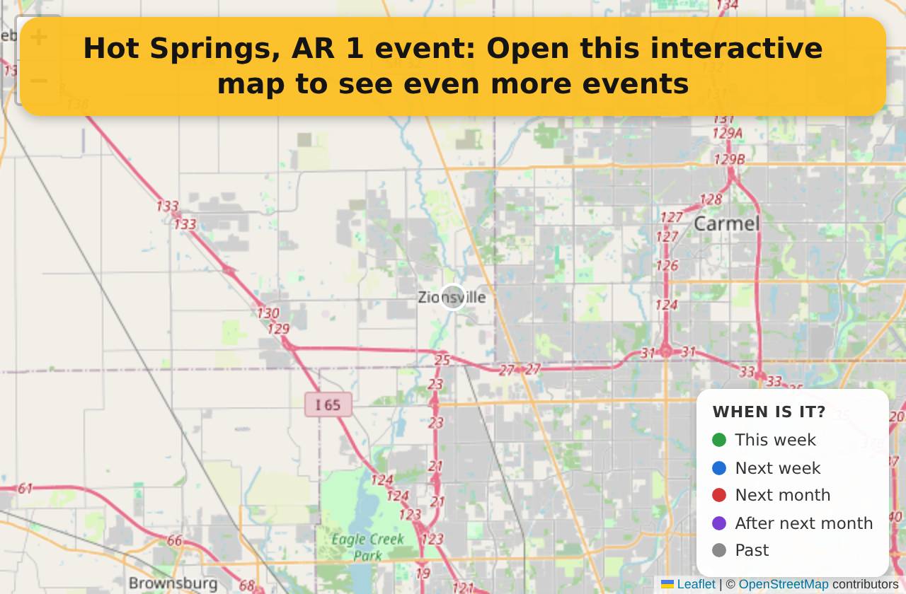 Map of events in Hot Springs, AR on the interactive EVENTULIST map