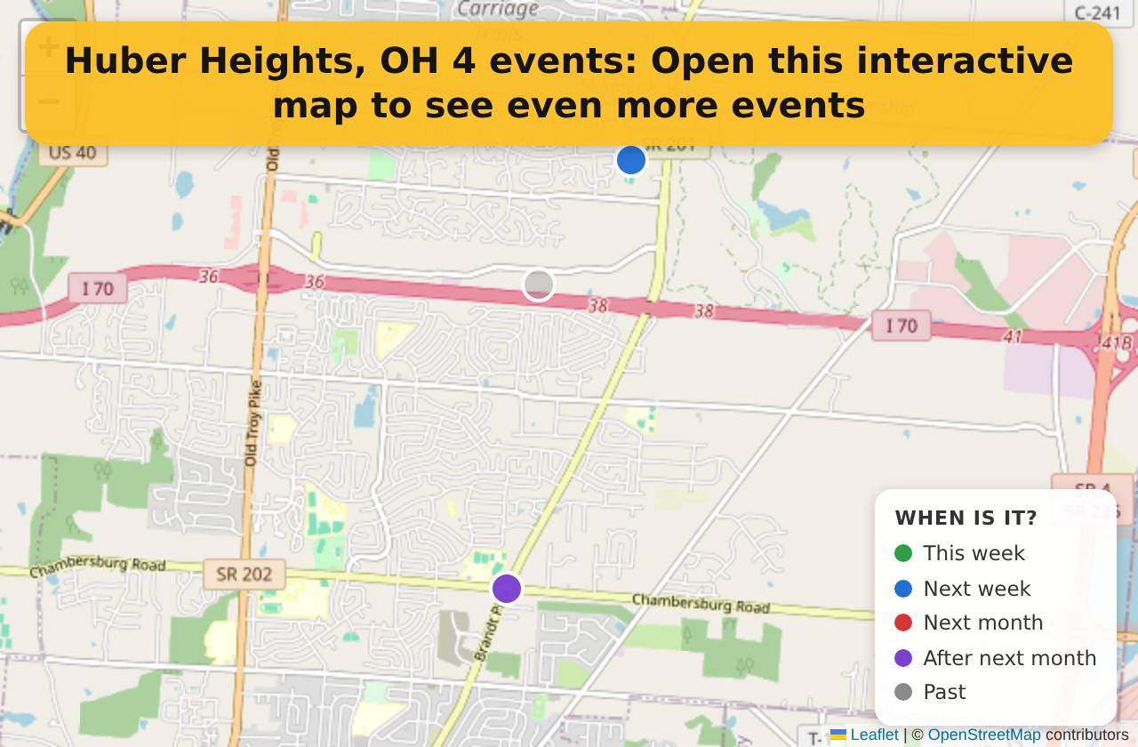 Map of events in Huber Heights, OH on the interactive EVENTULIST map