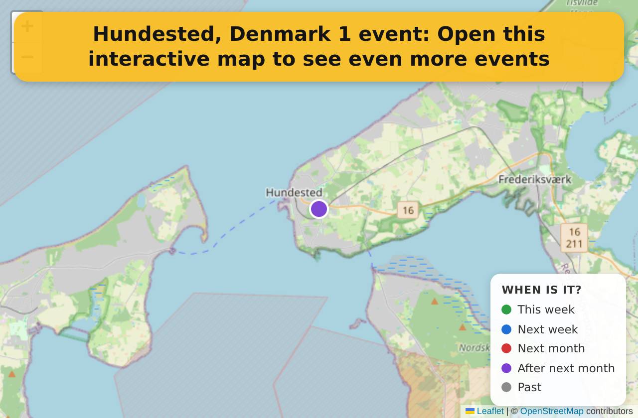 Map of events in Hundested, Denmark on the interactive EVENTULIST map