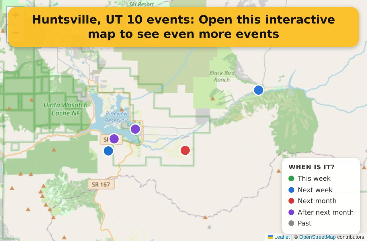 Map of events in Huntsville, UT on the interactive EVENTULIST map