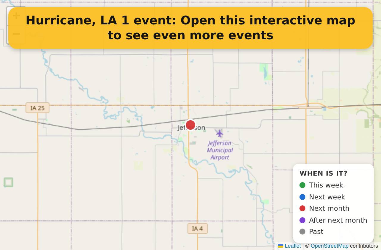 Map of events in Hurricane, LA on the interactive EVENTULIST map