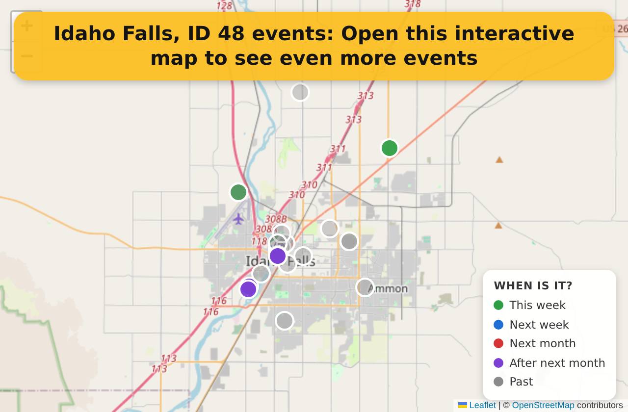 Map of events in Idaho Falls, ID on the interactive EVENTULIST map