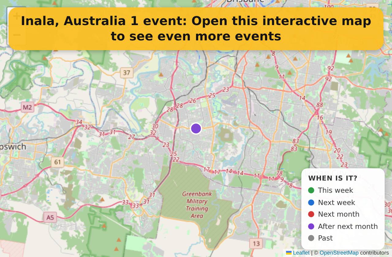 Map of events in Inala, Australia on the interactive EVENTULIST map