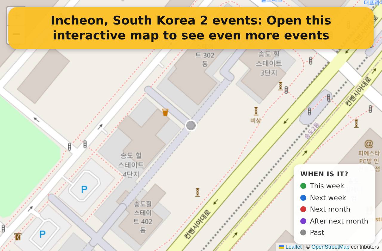Map of events in Incheon, South Korea on the interactive EVENTULIST map