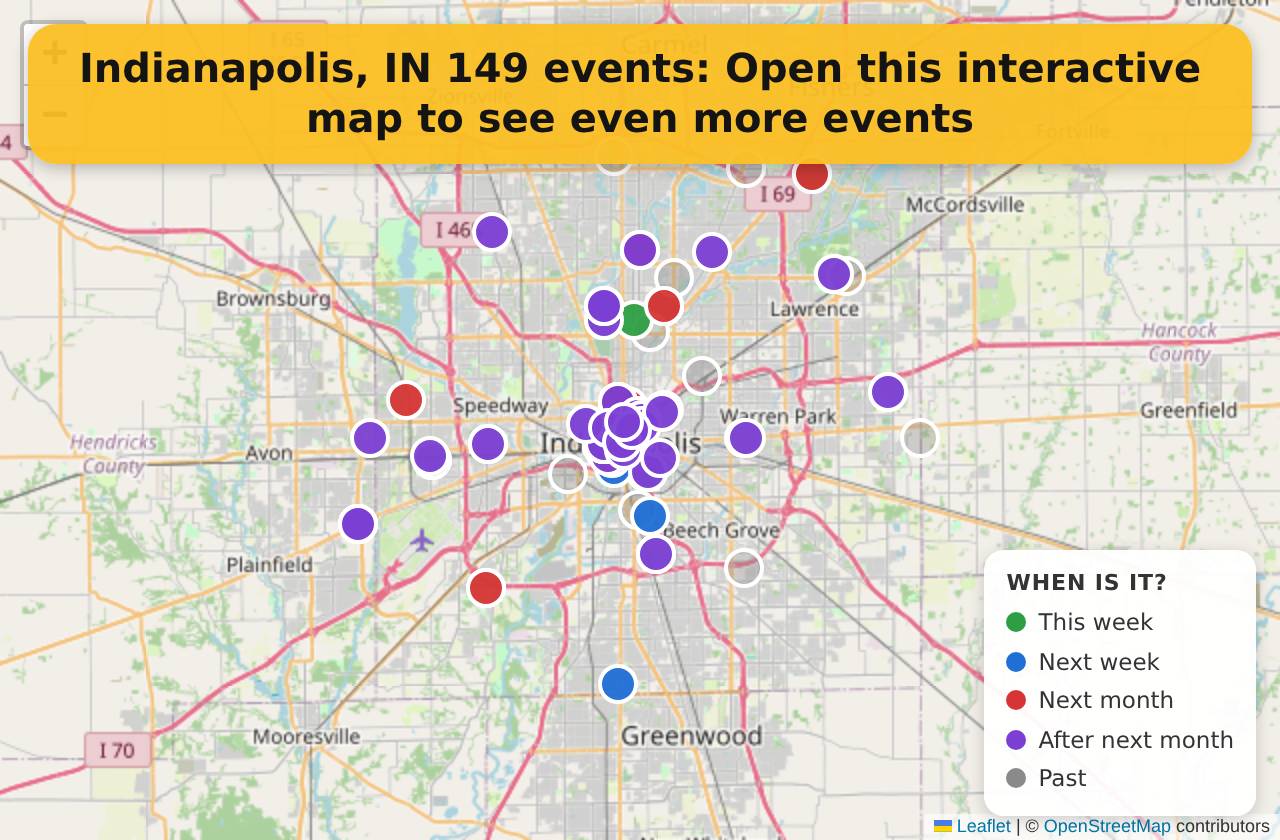 Map of events in Indianapolis, IN on the interactive EVENTULIST map