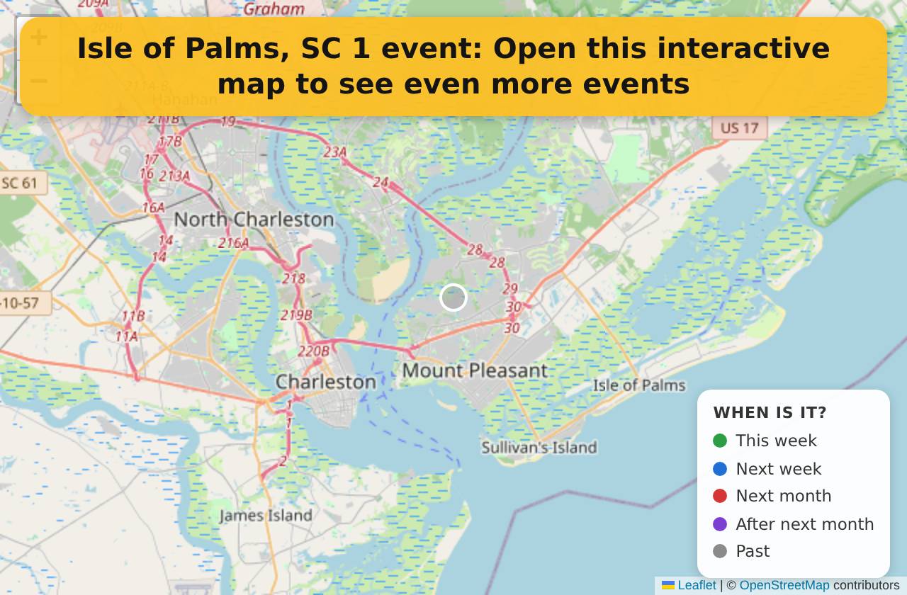 Map of events in Isle of Palms, SC on the interactive EVENTULIST map