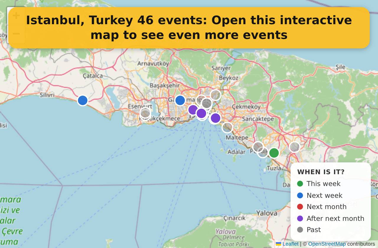 Map of events in Istanbul, Turkey on the interactive EVENTULIST map