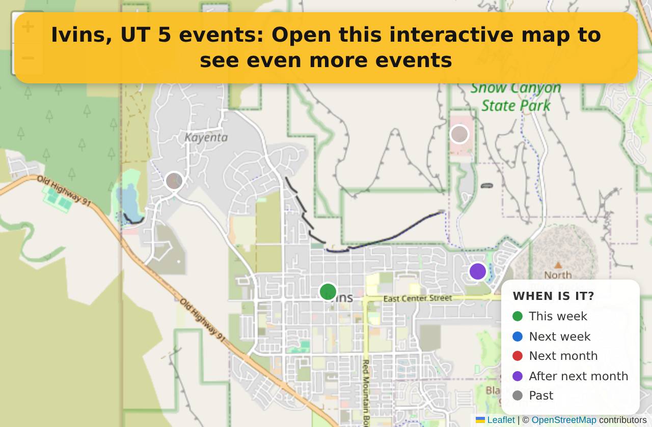 Map of events in Ivins, UT on the interactive EVENTULIST map