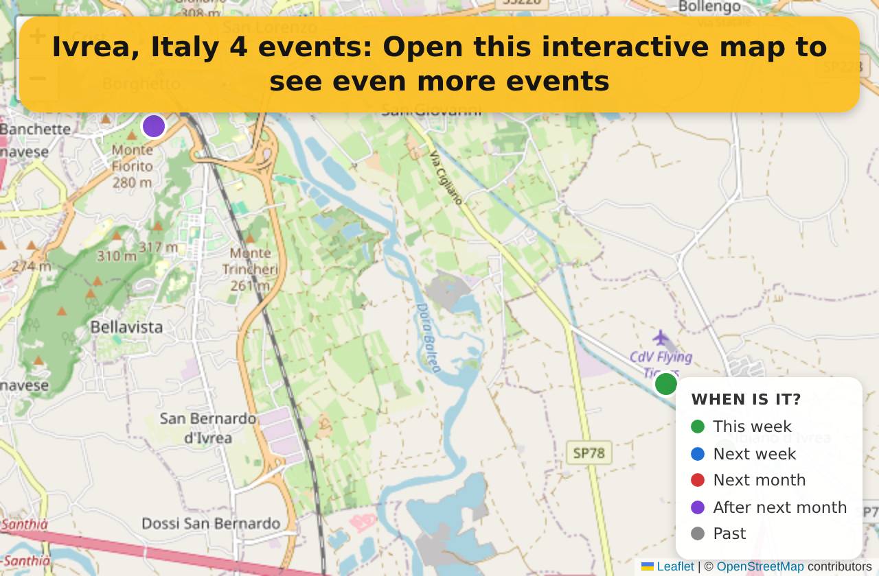 Map of events in Ivrea, Italy on the interactive EVENTULIST map