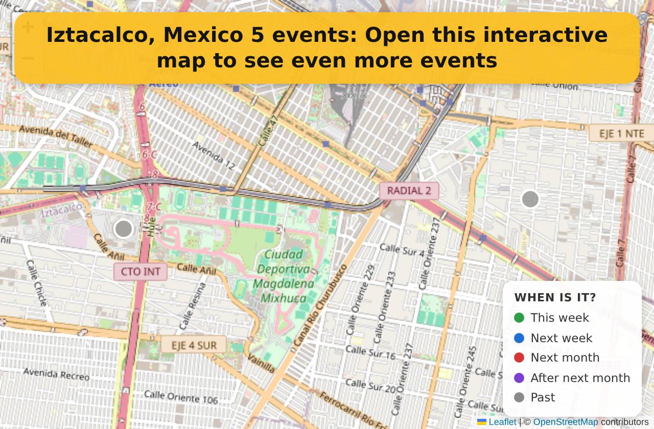 Map of events in Iztacalco, Mexico on the interactive EVENTULIST map
