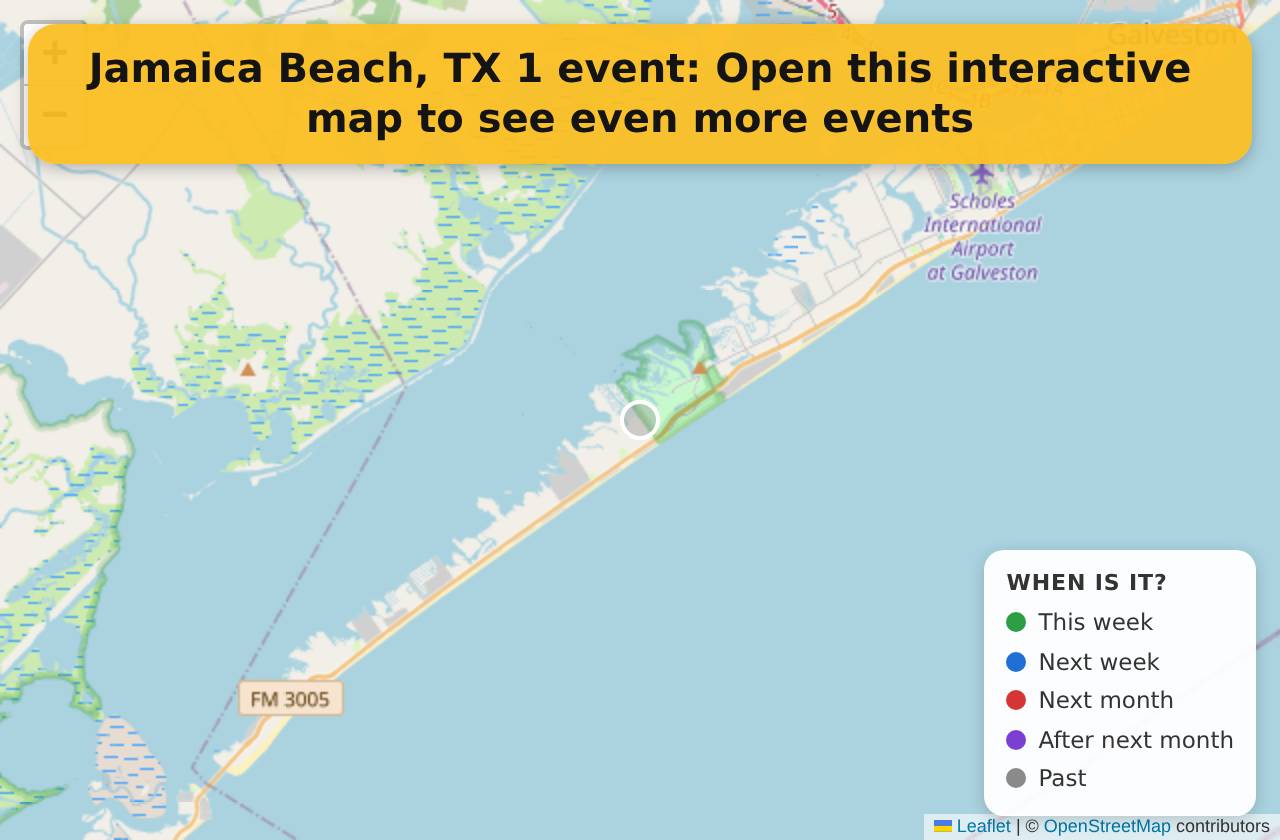 Map of events in Jamaica Beach, TX on the interactive EVENTULIST map