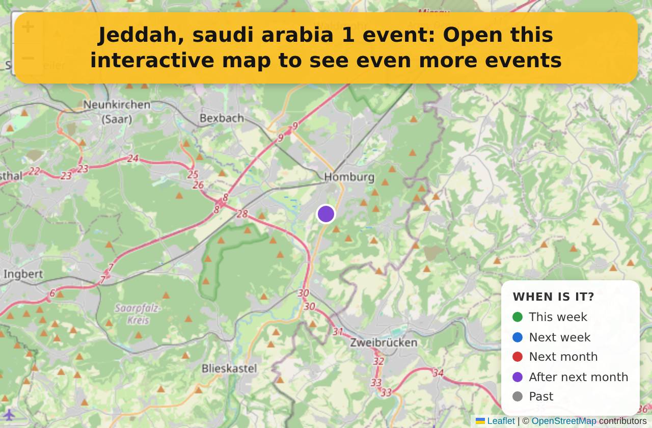 Map of events in Jeddah, saudi arabia on the interactive EVENTULIST map