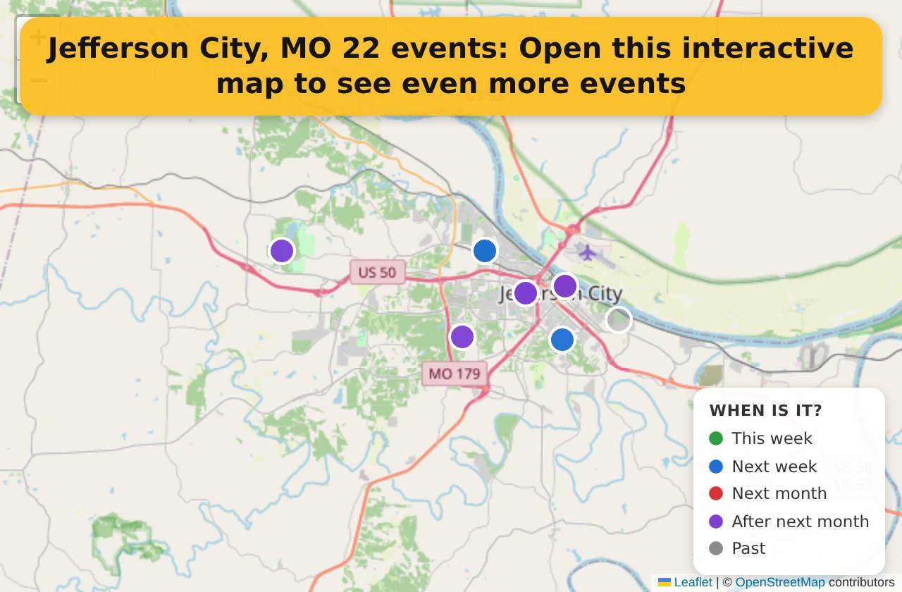 Map of events in Jefferson City, MO on the interactive EVENTULIST map