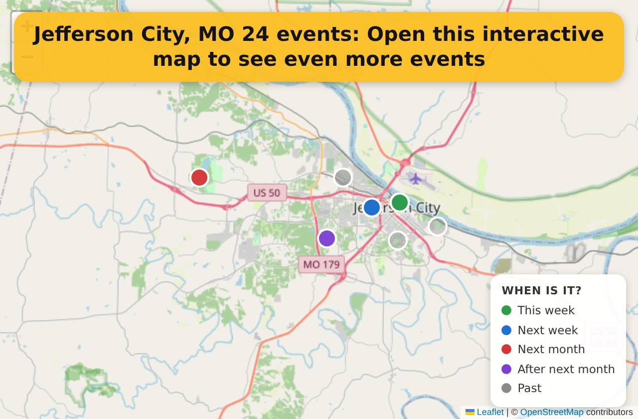 Map of events in Jefferson City, MO on the interactive EVENTULIST map