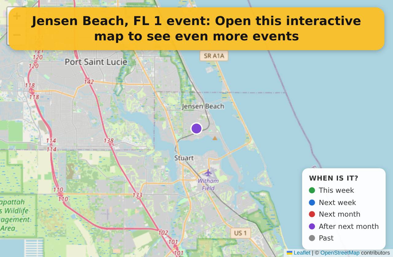 Map of events in Jensen Beach, FL on the interactive EVENTULIST map