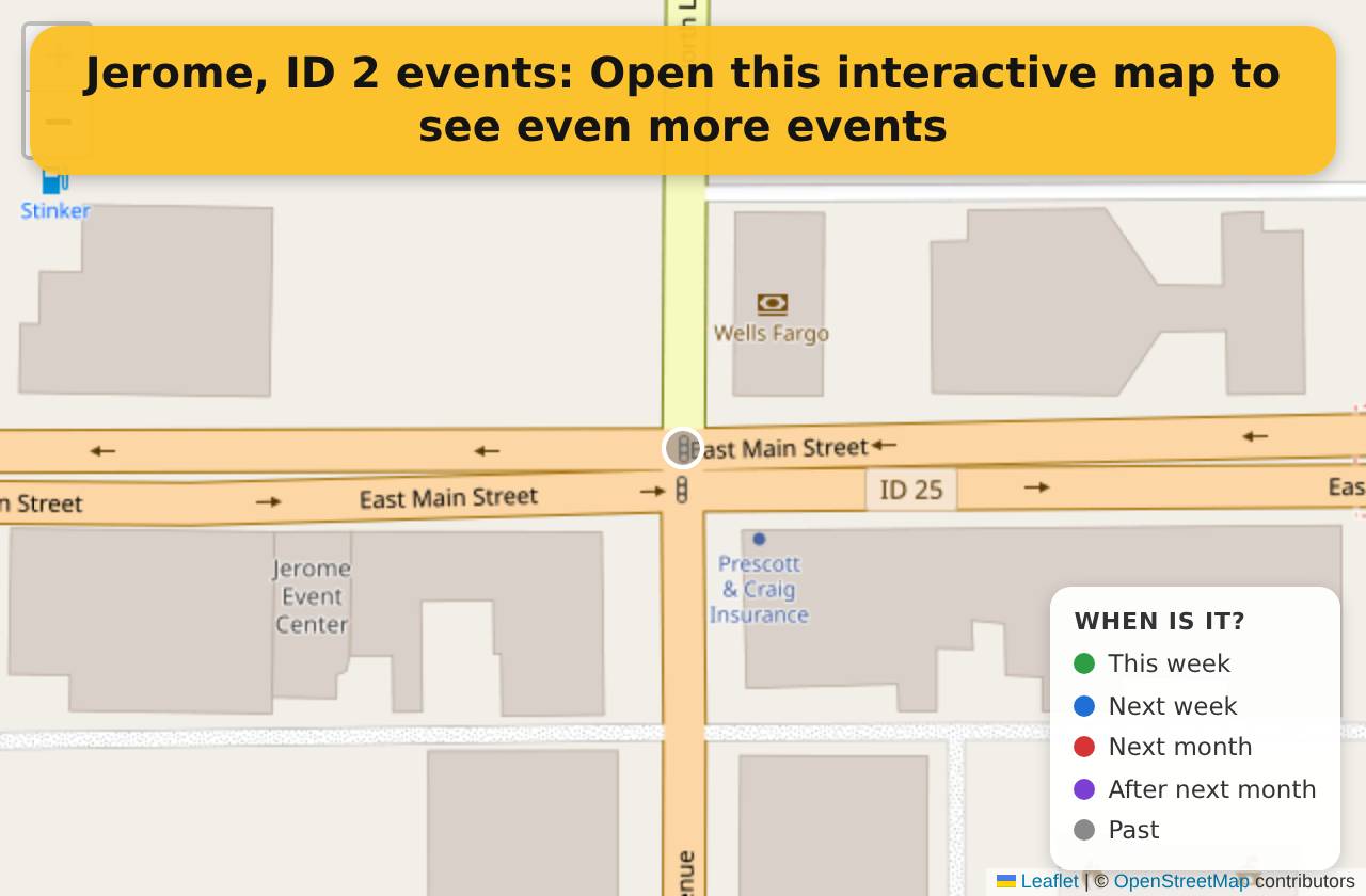 Map of events in Jerome, ID on the interactive EVENTULIST map