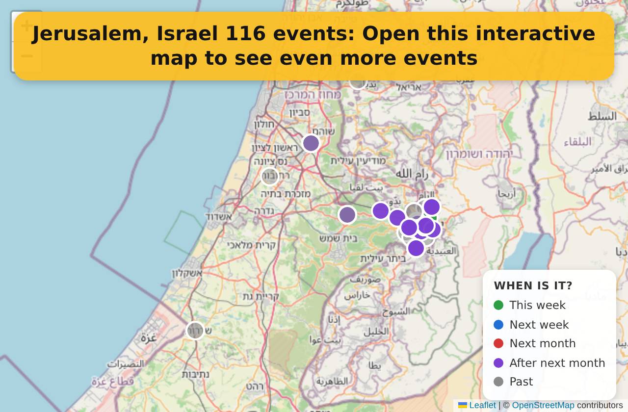 Map of events in Jerusalem, Israel on the interactive EVENTULIST map