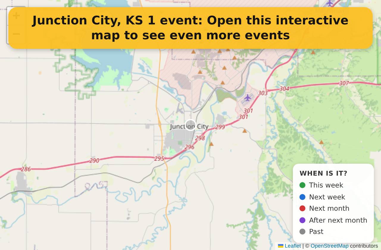 Map of events in Junction City, KS on the interactive EVENTULIST map