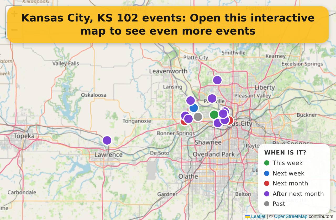 Map of events in Kansas City, KS on the interactive EVENTULIST map