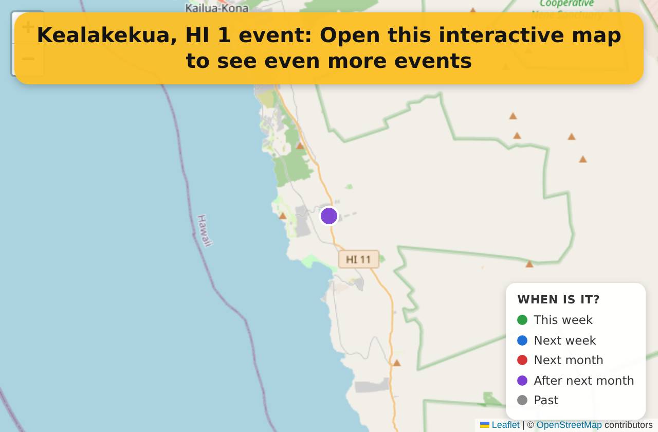 Map of events in Kealakekua, HI on the interactive EVENTULIST map