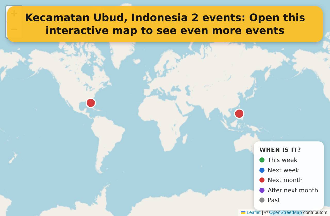 Map of events in Kecamatan Ubud, Indonesia on the interactive EVENTULIST map
