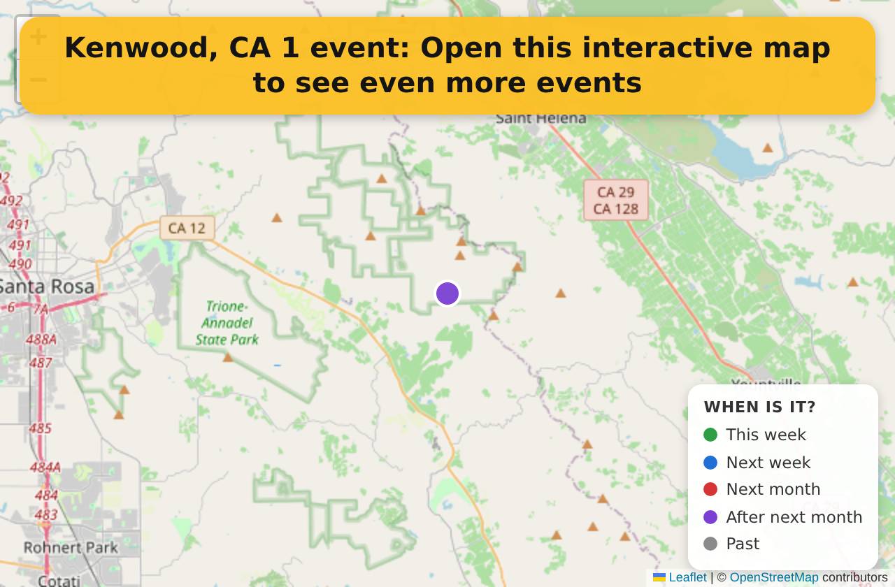 Map of events in Kenwood, CA on the interactive EVENTULIST map