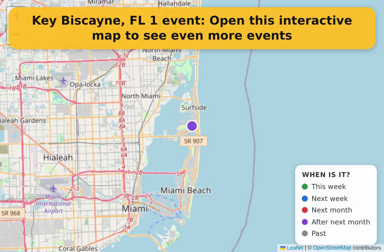 Map of events in Key Biscayne, FL on the interactive EVENTULIST map