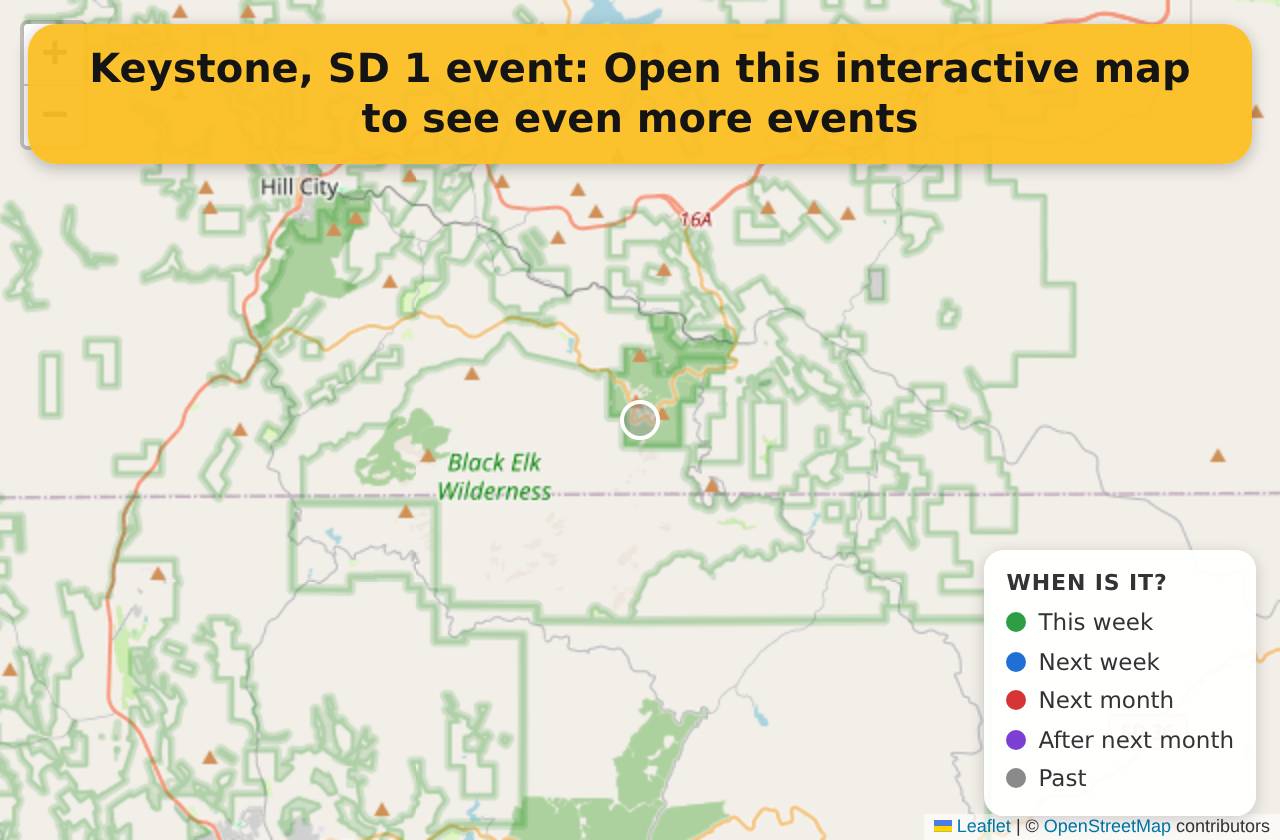 Map of events in Keystone, SD on the interactive EVENTULIST map