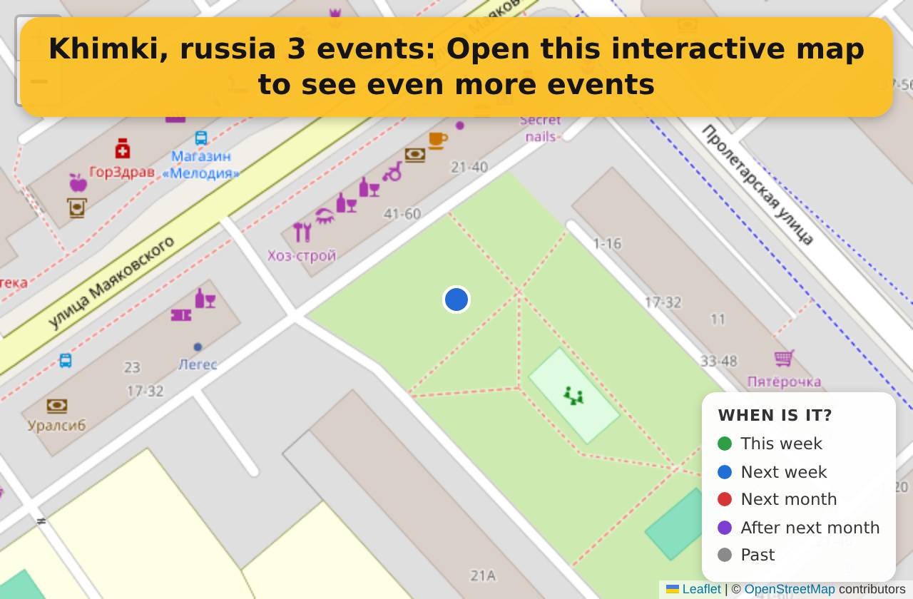 Map of events in Khimki, russia on the interactive EVENTULIST map