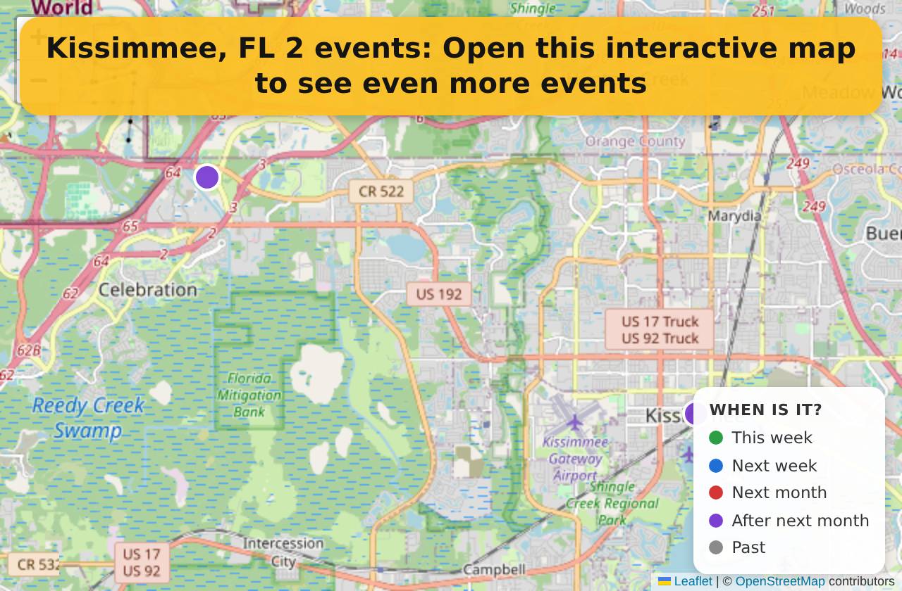 Map of events in Kissimmee, FL on the interactive EVENTULIST map