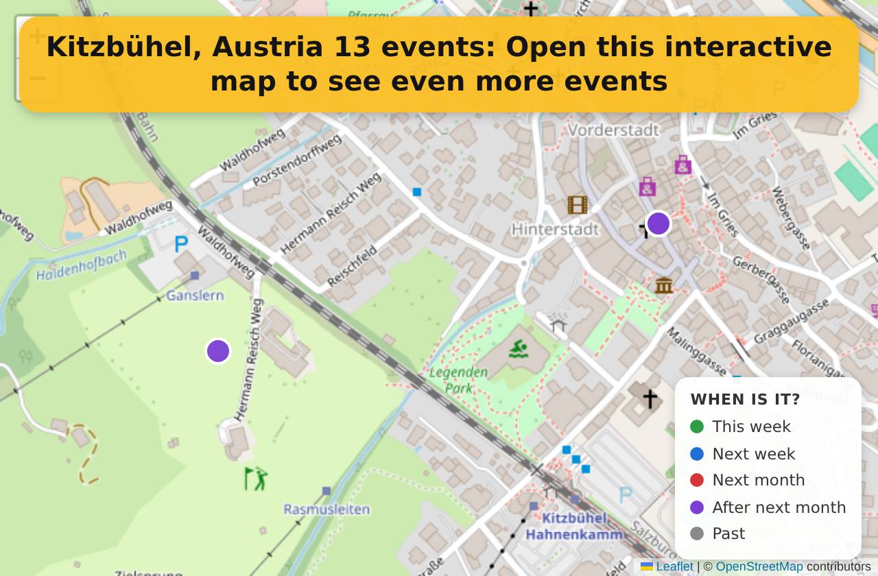 Map of events in Kitzbühel, Austria on the interactive EVENTULIST map