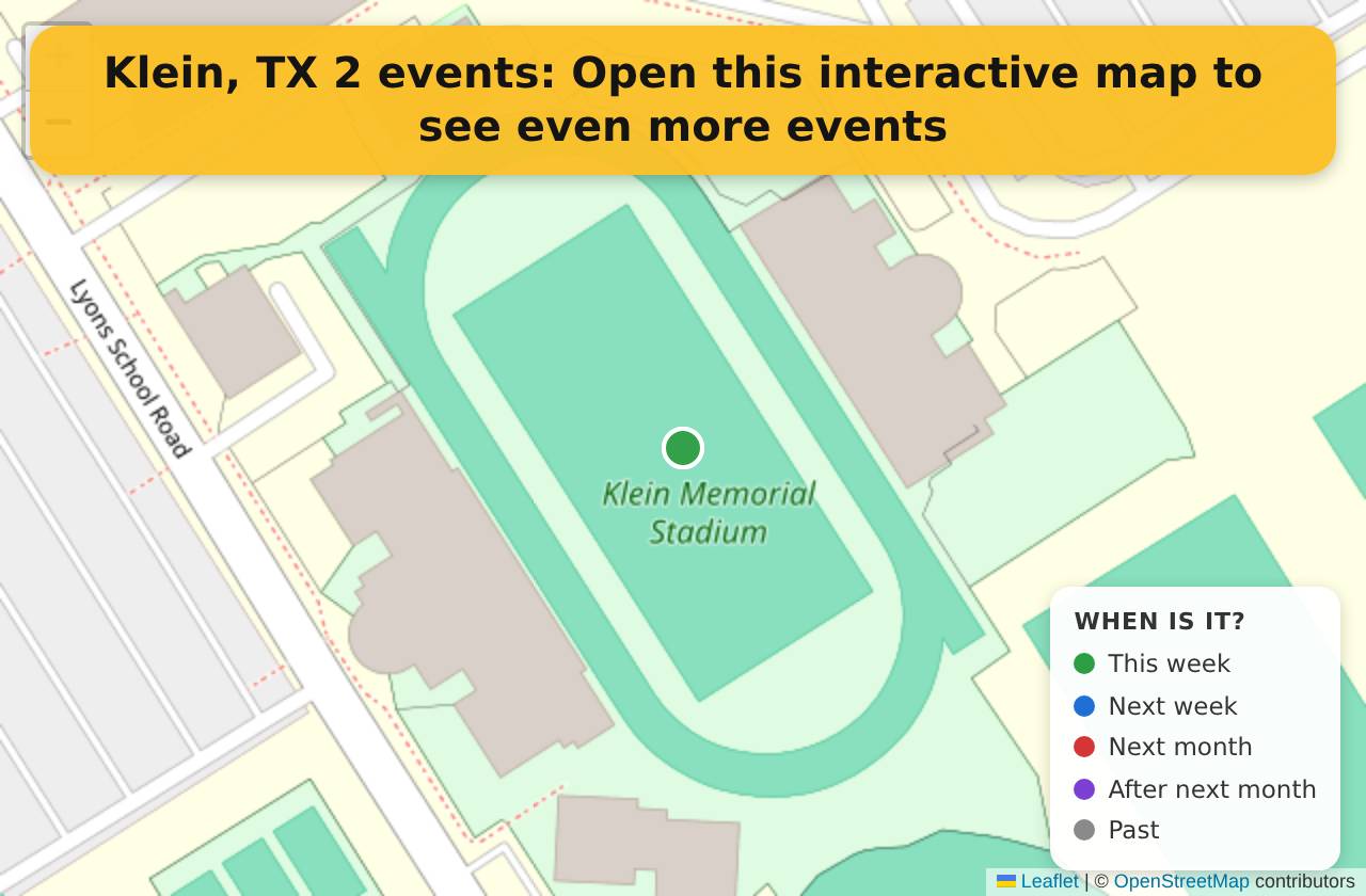Map of events in Klein, TX on the interactive EVENTULIST map