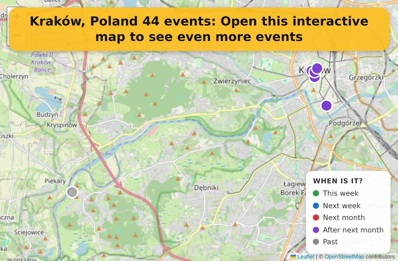 Map of events in Kraków, Poland on the interactive EVENTULIST map