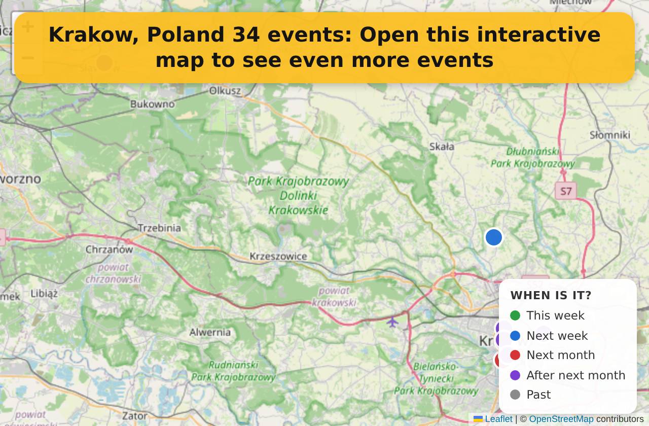 Map of events in Krakow, Poland on the interactive EVENTULIST map