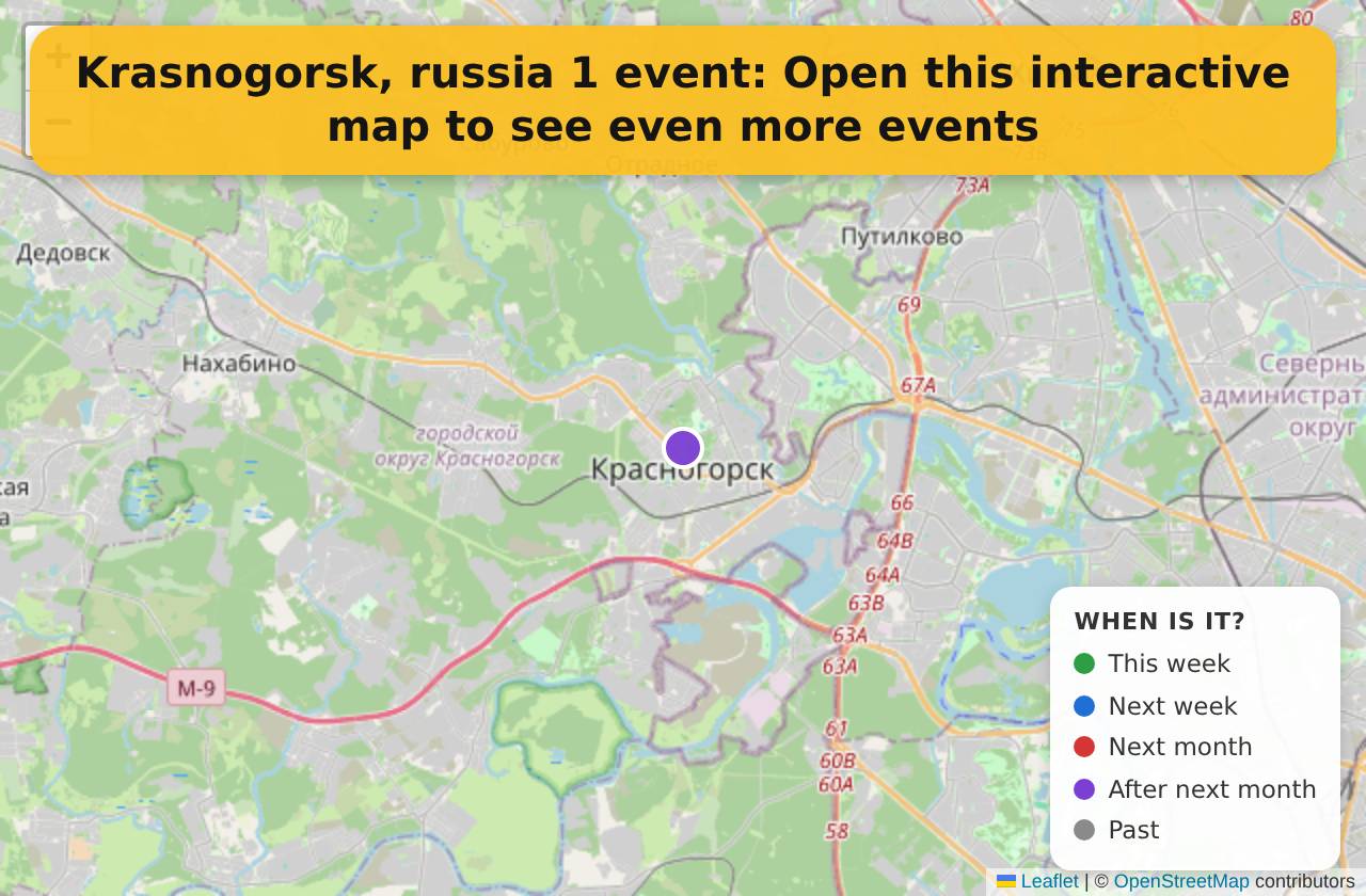 Map of events in Krasnogorsk, russia on the interactive EVENTULIST map