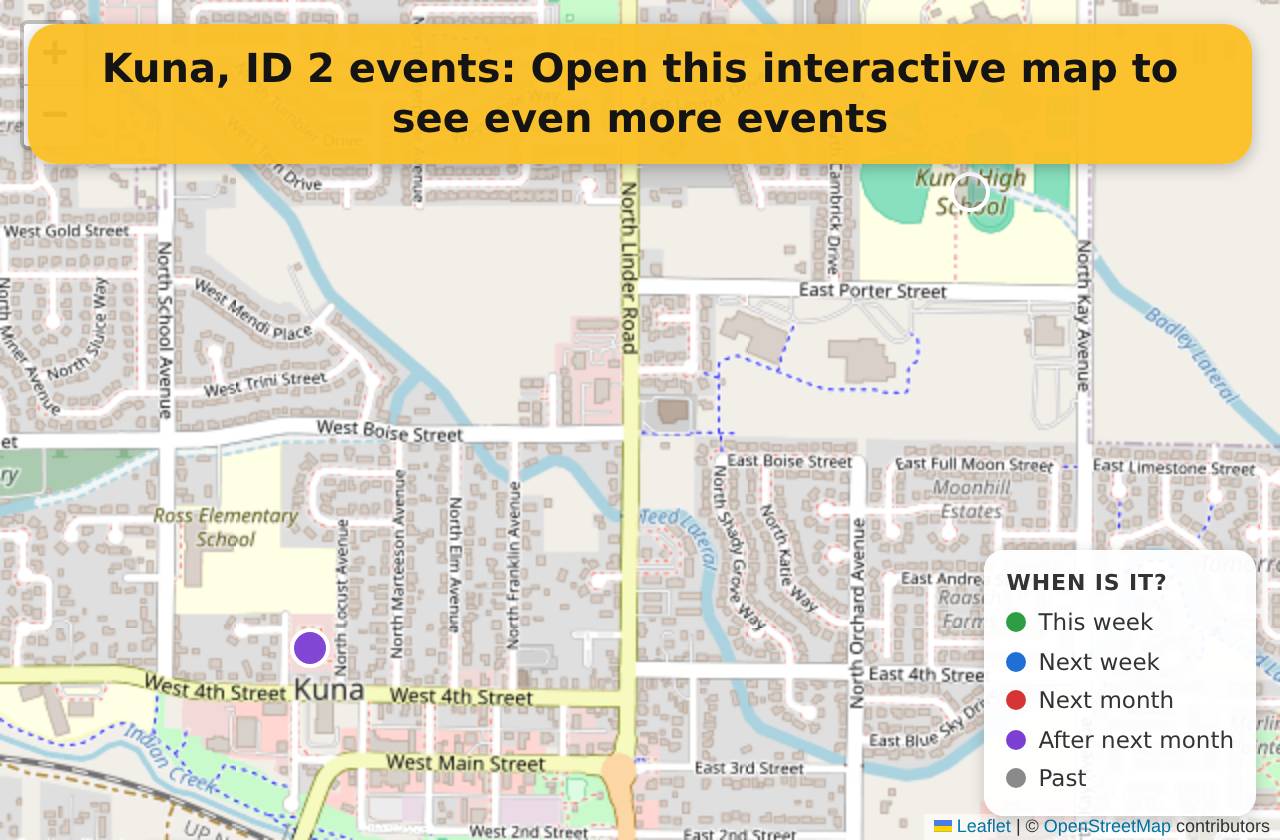 Map of events in Kuna, ID on the interactive EVENTULIST map