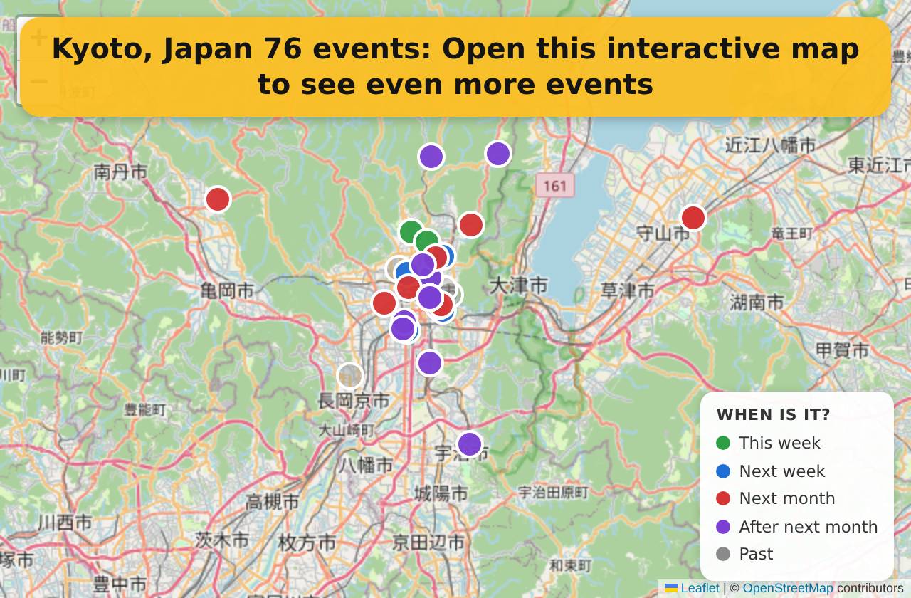 Map of events in Kyoto, Japan on the interactive EVENTULIST map