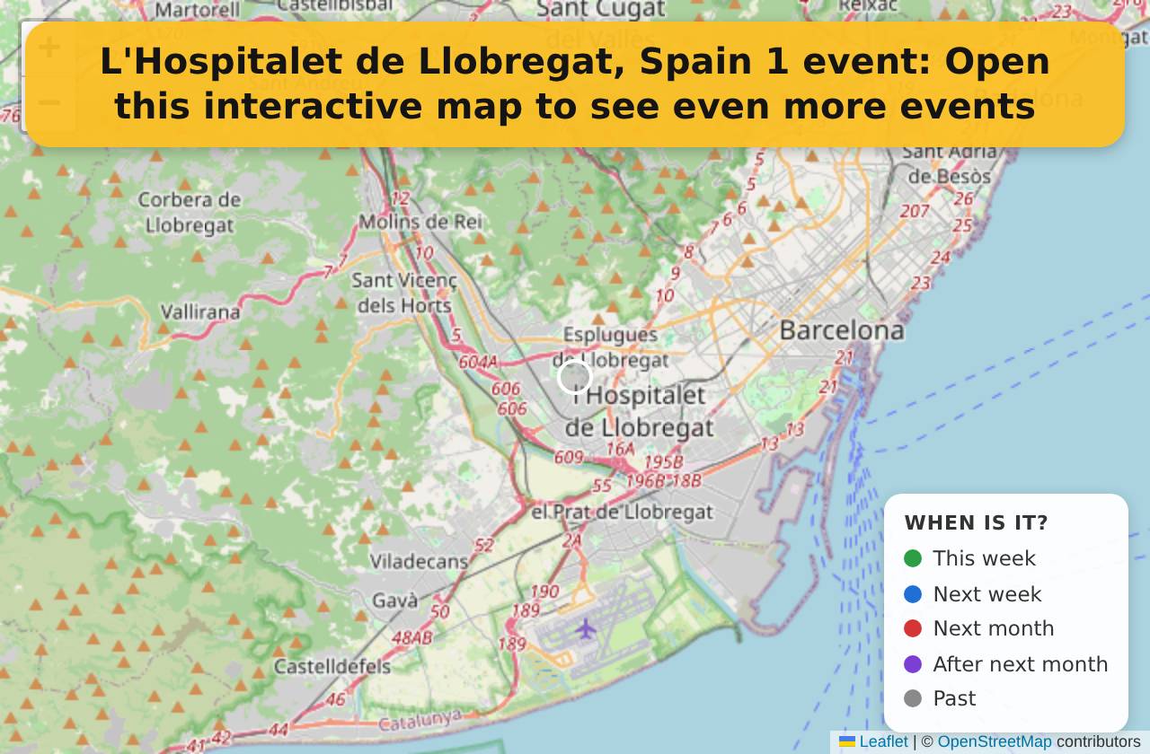 Map of events in L'Hospitalet de Llobregat, Spain on the interactive EVENTULIST map