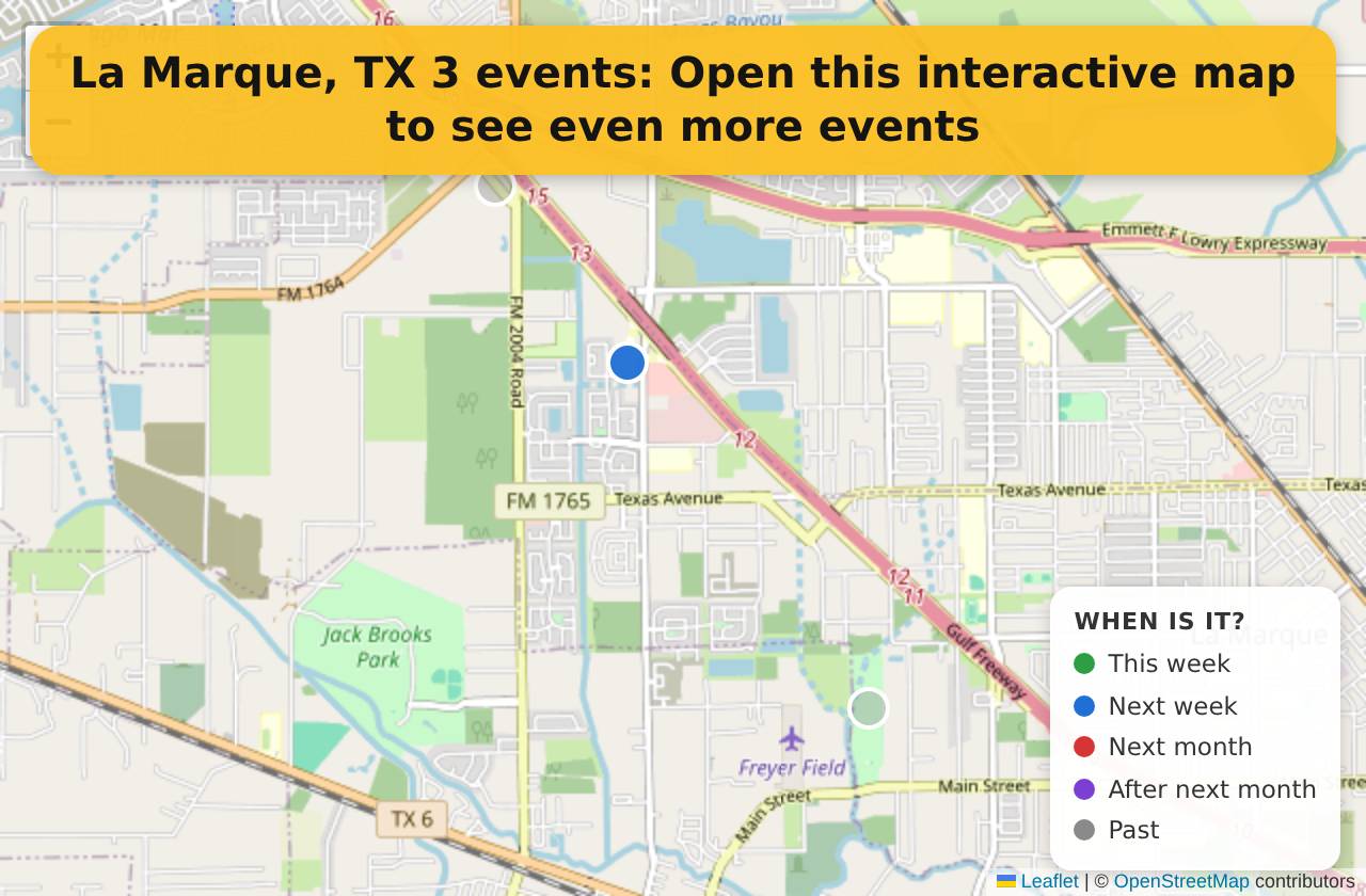 Map of events in La Marque, TX on the interactive EVENTULIST map