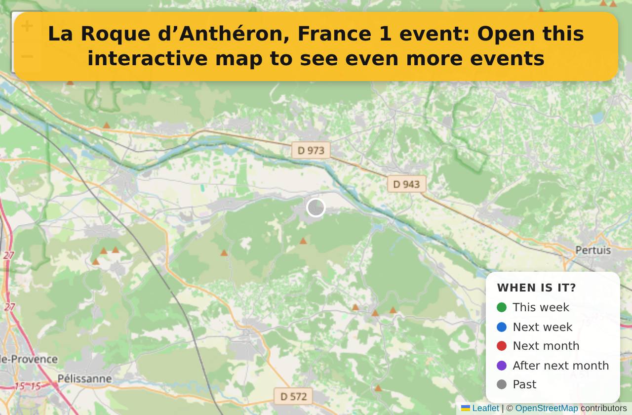 Map of events in La Roque d’Anthéron, France on the interactive EVENTULIST map